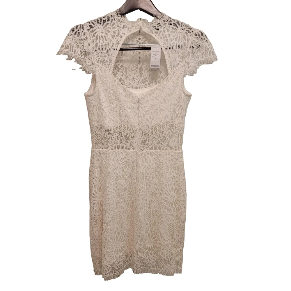 NWT BEBE JESSIE WHITE LACE MOCK NECK DRESS $139 SIZE 6 - Picture 7 of 15
